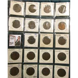 Partial Set of Sweden Five Ore: 1857, 58, 74, 75, 76, 78, 82, 85, 87, 92, 95, 97, 99, 1900, 01, 02, 