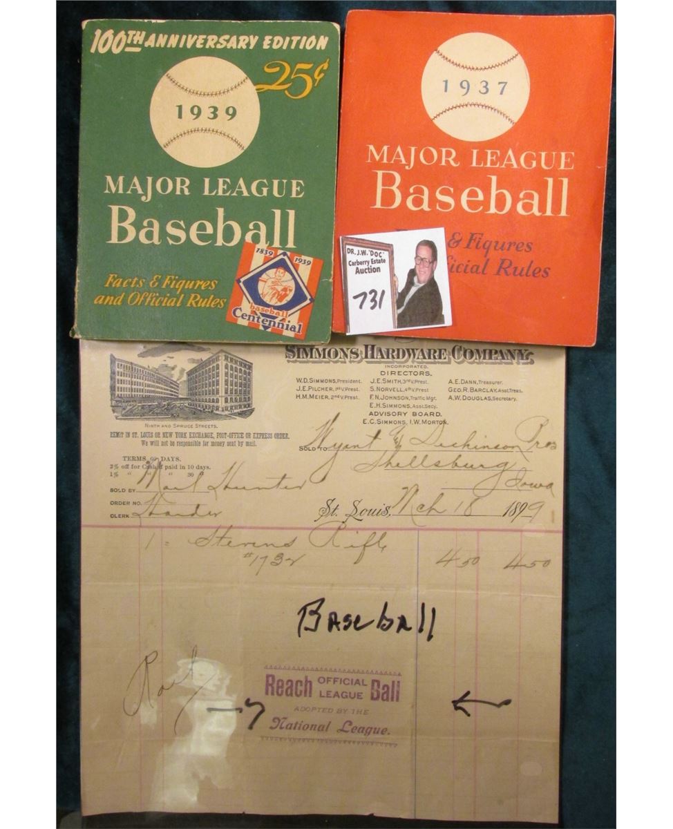 Rare Baseball Memorabilia 1899 "Simmons Hardware Company" Letterhead