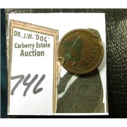 1863 Civil War Indian Head Cent. Good. Damaged; & 1901 Check from Waterbury, Conn. On "The Manufactu