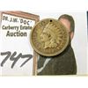 Image 1 : 1864 Civil War Copper-nickel Indian Head Cent. Good. Partial hole; & 1879 Check from Cambridgeport, 