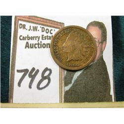 1864 Civil War Bronze Indian Head Cent. Good; & 1872 Check from Portland (Oregon) "Merchants Nationa