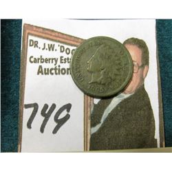 1865 Civil War Indian Head Cent. G. Toned with some porosity; & 1873 Check "Merchants National Bank 