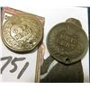 Image 3 : (2) 1866 Indian Head Cents. Both holed; & 1873 "Lanman & Kemp" Check on the "Merchants National Bank