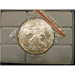 1986 American Eagle design "One Pound Fine Silver .999", In original felt-lined box of issue.