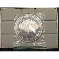 1787-1987 U.S. Constitution 200th Anniversary "One Pound Fine Silver .999", In original felt-lined b