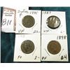 Image 1 : 1885 VF Dark, 1889 Fine, 1890 VG, & 1898 Fine Indian Head Cents.
