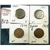 Image 1 : 1889 VF tarnish, 1890 EF some tarnish, 1899 EF, & 1909 VF  Indian Head Cents.