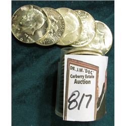 1965 P Original BU Roll of 40% Silver Kennedy Half-Dollars in a plastic tube.