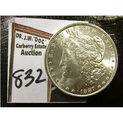 1887 P Morgan Silver Dollar. Brilliant Uncirculated.