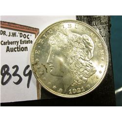 1921 P Morgan Silver Dollar. Brilliant Uncirculated. Small splotchy toning area on obverse.