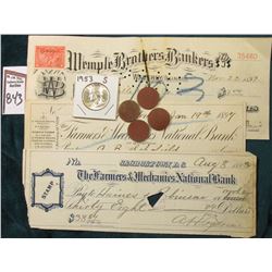 (3) 1880-90 era Bank Checks from Washington, DC, Georgetown , D.C. & Waverly, Ia.; 1953 S Gem BU Was