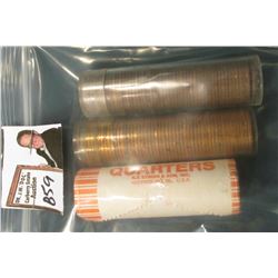 2004 D Original BU Roll of Iowa Statehood Quarters; 1954 S & 1955 D Cent Rolls Original BU.