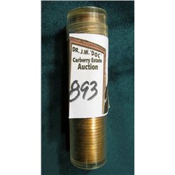 1947 S Original Gem BU Roll of Lincoln Cents in a plastic tube. CDN bid is $125 on my sheet. End coi