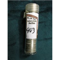 1943 S Original Uncirculated Roll of Lincoln Cents in a plastic tube. Lots of oxidation on the coins