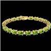 Image 2 : Natural 13 CTW Peridot & Diamond Certified Eternity Bracelet 10K Yellow Gold - 21456-REF#76T3X