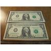 Image 1 : 2-2003-A $1 FRN'S LOW CONSECUTIVE SERIAL 'S UNC SERIAL NUMBERS ARE:G00003187H-G00003188H