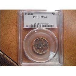 1981-D JEFFERSON NICKEL PCGS MS64