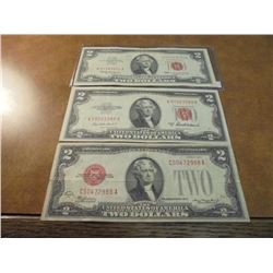 1928-D,53-A & 63 $2 US NOTES RED SEALS