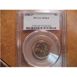 1980-P JEFFERSON NICKEL PCGS MS64