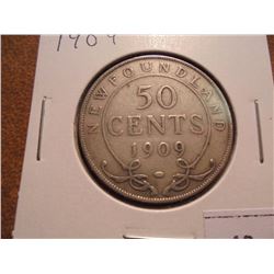 1909 NEWFOUNDLAND SILVER 50 CENTS