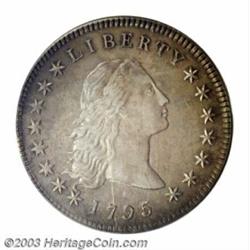 1795 $1 Flowing Hair, Three Leaves AU53 PCGS.
