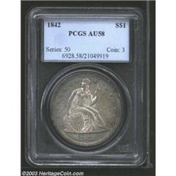 1842 $1 AU58 PCGS.
