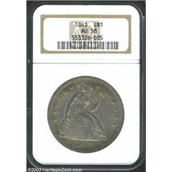 1843 $1 AU58 NGC.