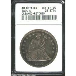 1844 $1--Cleaned, Retoned--ANACS. AU Details, Net XF45.