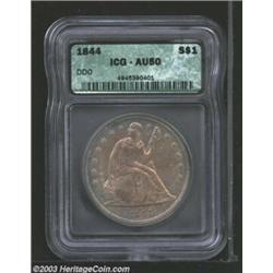 1844 $1 AU50 ICG.
