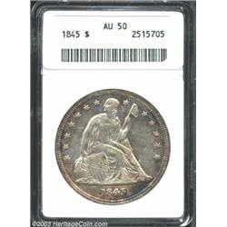 1845 $1 AU50 ANACS.