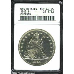 1845 $1--Cleaned--ANACS. Unc Details, Net AU55.