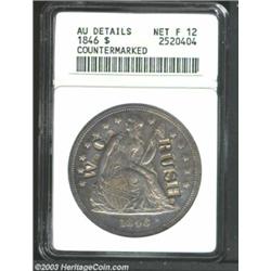 1846 $1--Countermarked--ANACS. AU Details, Net Fine 12.