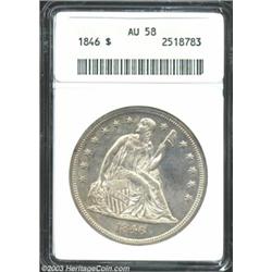 1846 $1 AU58 ANACS.