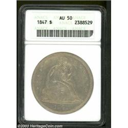 1847 $1 AU50 ANACS.