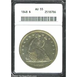 1848 $1 AU55 ANACS.