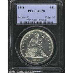 1848 $1 AU58 PCGS.