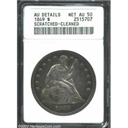 1849 $1--Scratched, Cleaned--ANACS. AU Details, Net AU50.