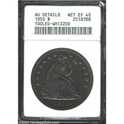 1850 $1--Tooled, Whizzed--ANACS. AU Details, Net XF40.