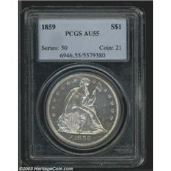 1859 $1 AU55 PCGS.