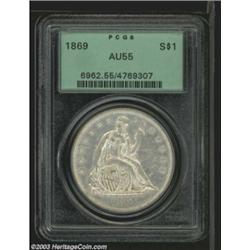 1869 $1 AU55 PCGS.