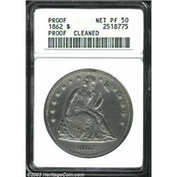 1862 $1--Cleaned--ANACS. Net PR50.