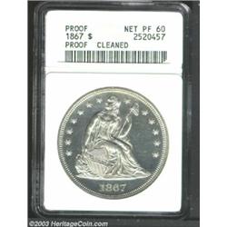 1867 $1--Cleaned--ANACS. Net PR60.