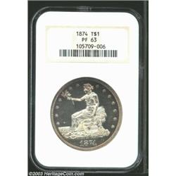 1874 T$1 PR63 NGC.