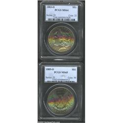 1883-O $1 MS64 PCGS; and an 1885-O MS65 PCGS.