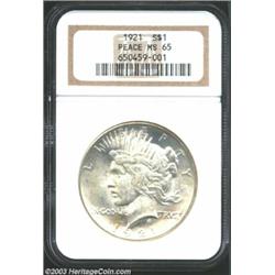 1921 $1 MS65 NGC.