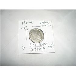 1914-D *EXTREMELY RARE TOP 10 KEY DATE* BUFFALO NICKEL RED BOOK VALUE $120.00+ *NICE EARLY GOOD GRAD