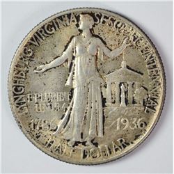1936 LYNCHBURG HALF DOLLAR AU/UNC TONED