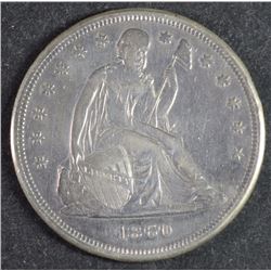 1860-O SEATED DOLLAR GRADED AU/UNC