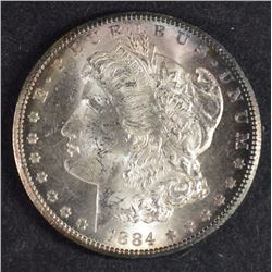 1884-CC MORGAN SILVER DOLLAR, CHOICE BU