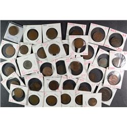 CANADA LARGE CENT & HALF CENT LOT - 1837 - 1917, GREAT MIX - 42 TOTAL -AVG CIRC